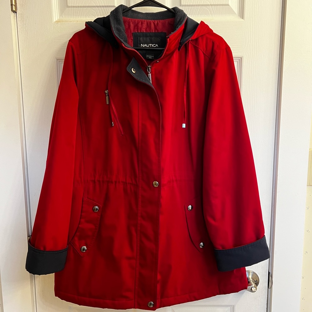 Red Nautica Rain Jacket Coat Women’s XL